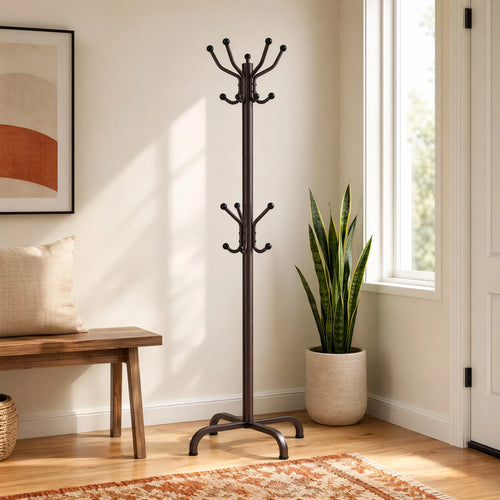 14-Hook Freestanding Metal Coat Rack