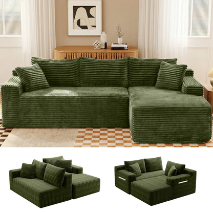 94.5-Inch Modular Corduroy Sectional Sofa