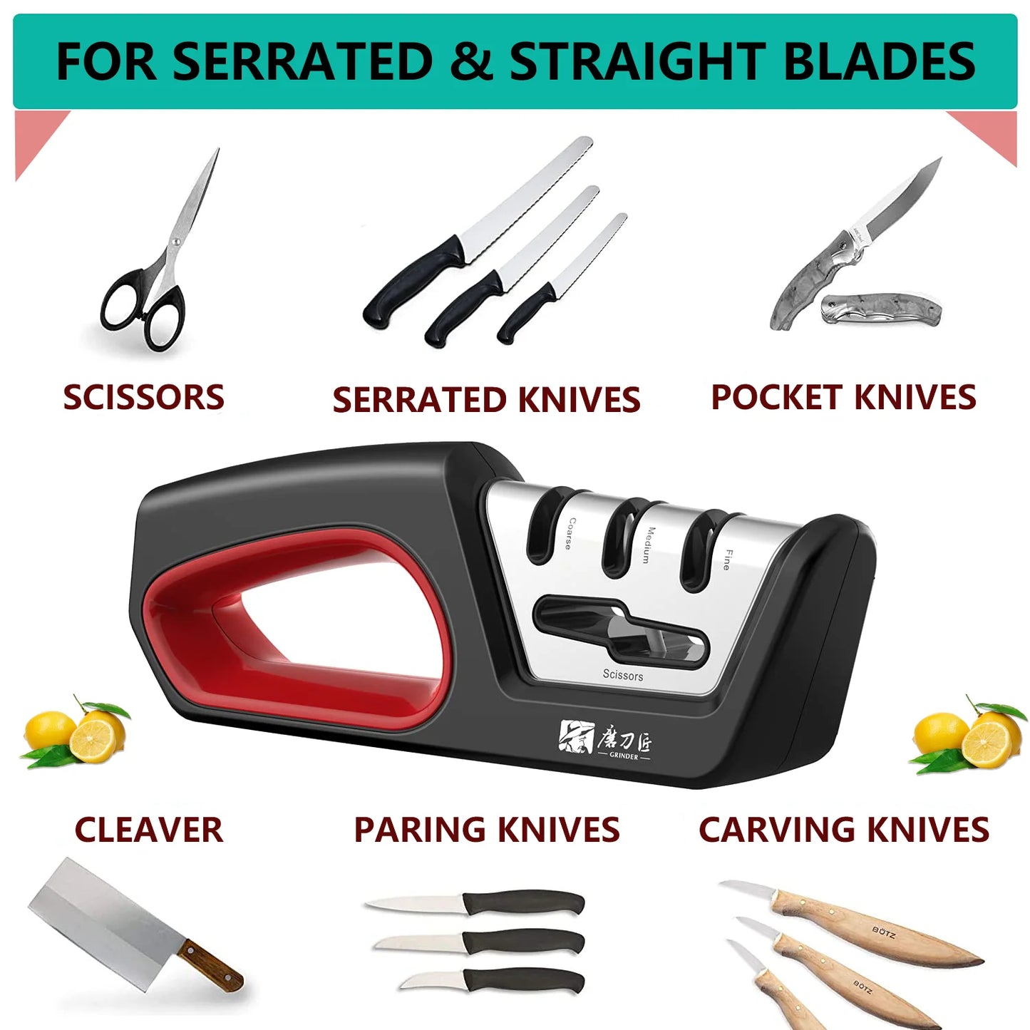 Four-Stage Knife and Scissor Sharpener
