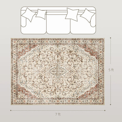 5 x 7-Foot Washable Vintage Medallion Area Rug