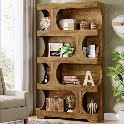 71-Inch 4-Tier S-Shaped Bookcase
