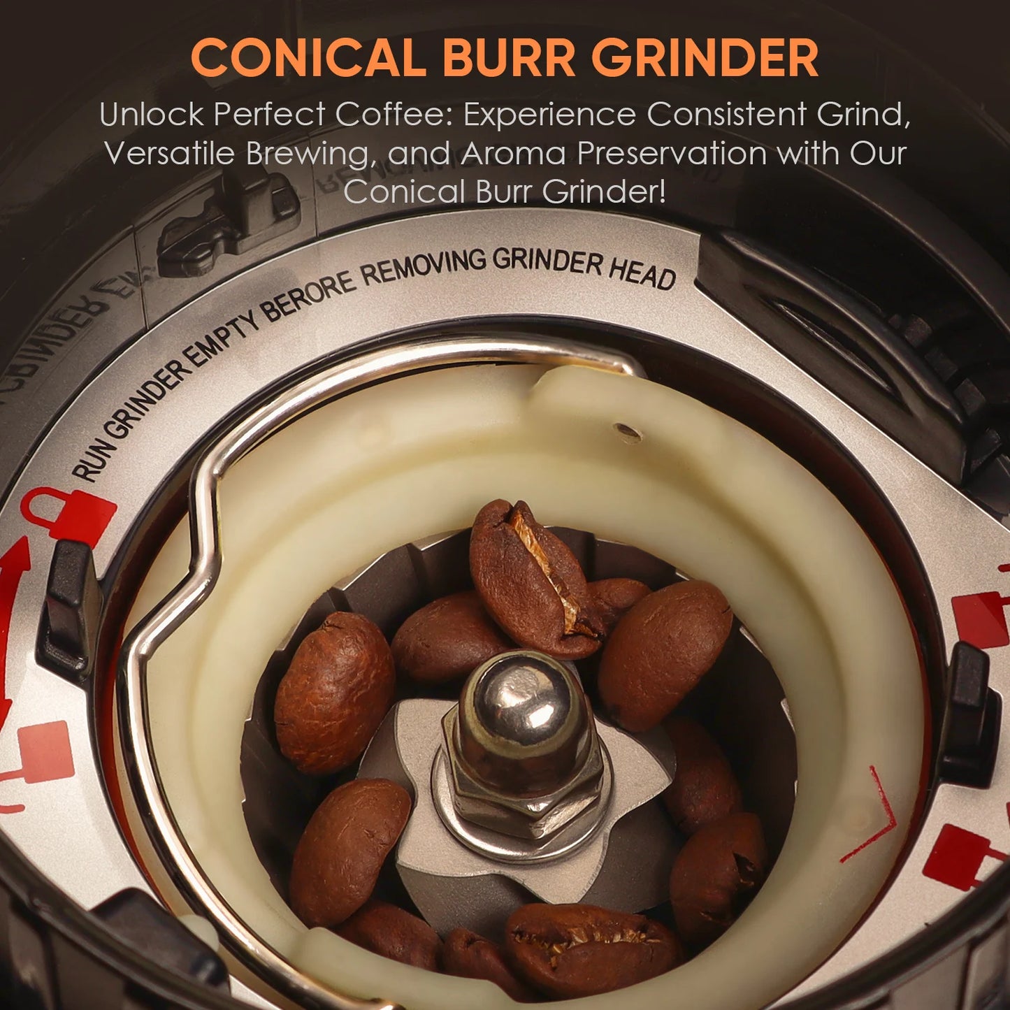 48-Setting Electric Conical Burr Coffee Grinder
