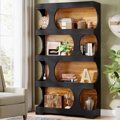 71-Inch 4-Tier S-Shaped Bookcase