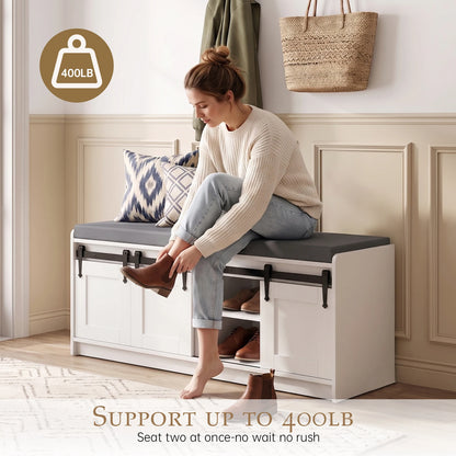 41.7-Inch Shoe Storage Bench with Cushioned Seat