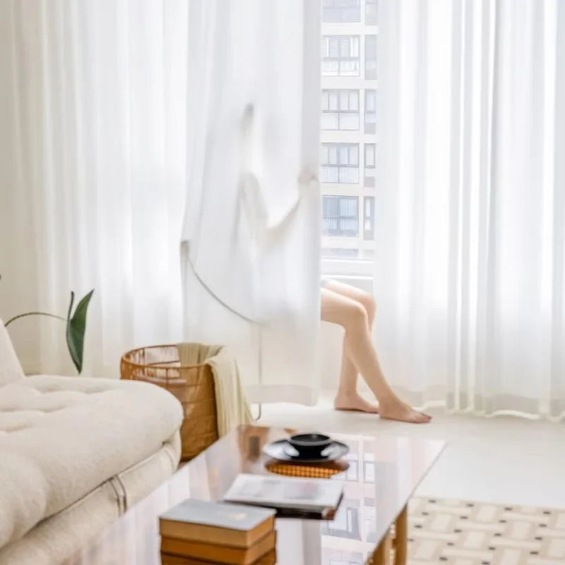 122-Inch White Sheer Curtain