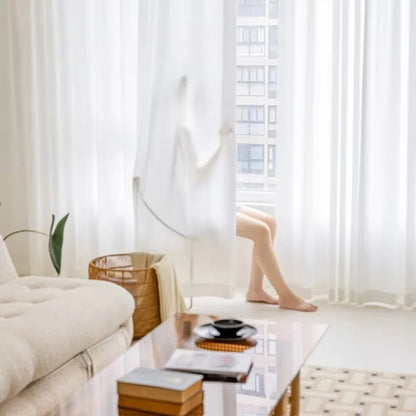 122-Inch White Sheer Curtain