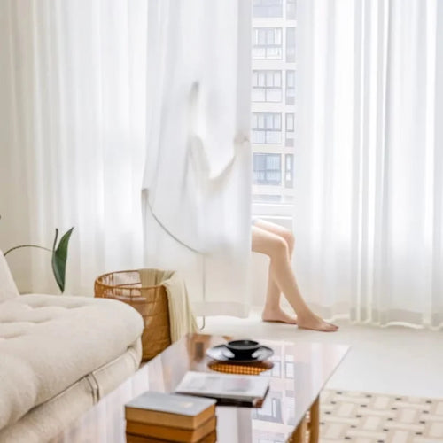 122-Inch White Sheer Curtain