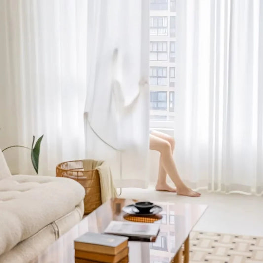 122-Inch White Sheer Curtain