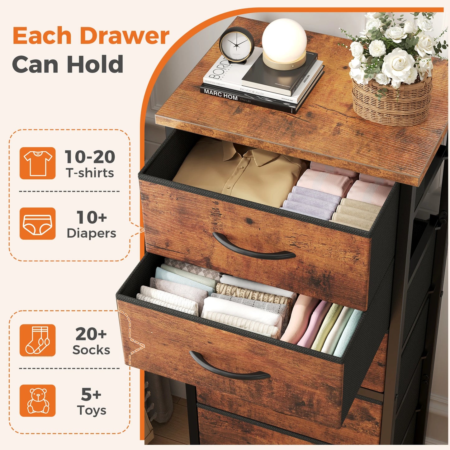 Six-Drawer Fabric Storage Dresser