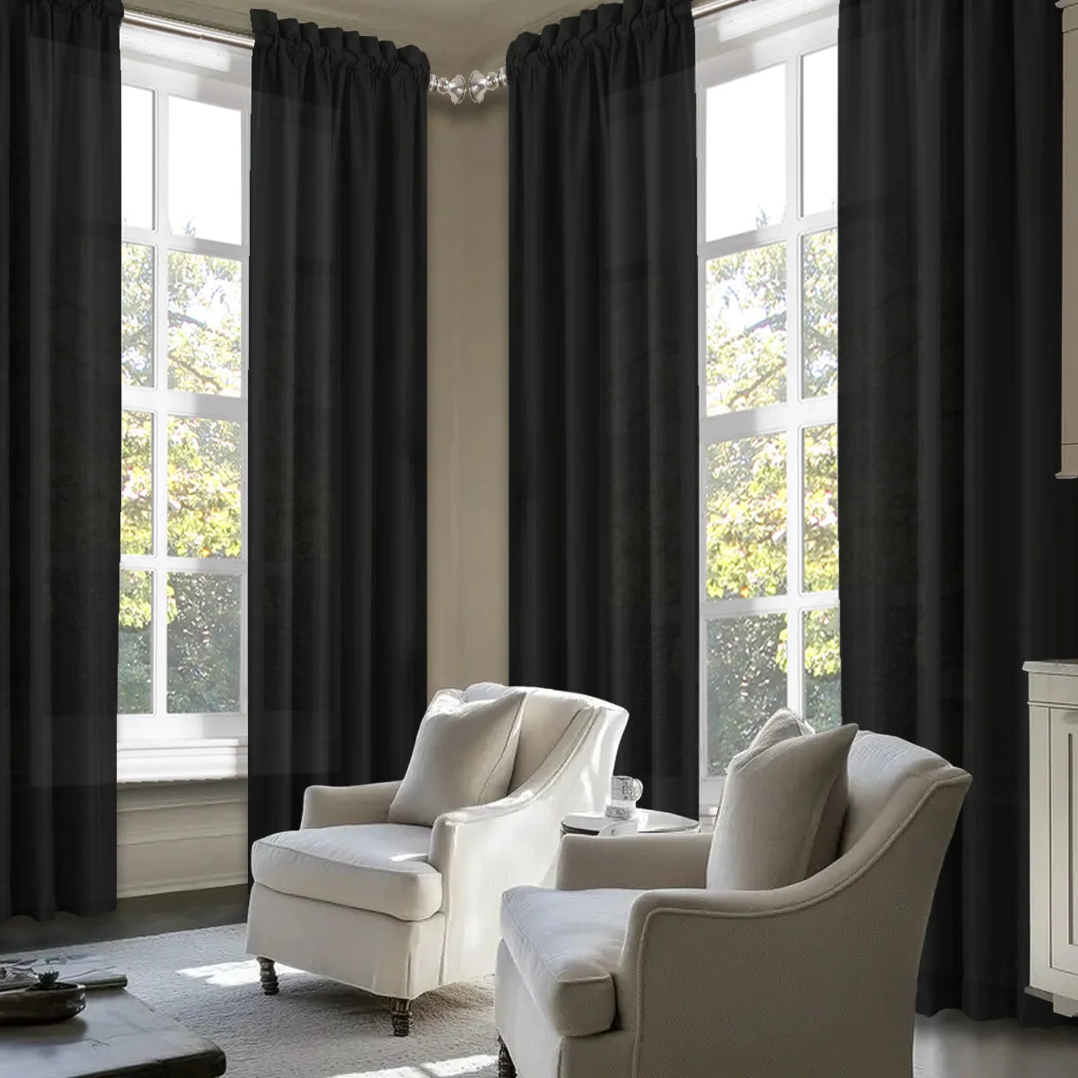 Set of 4 Light-Filtering Rod-Pocket Curtains