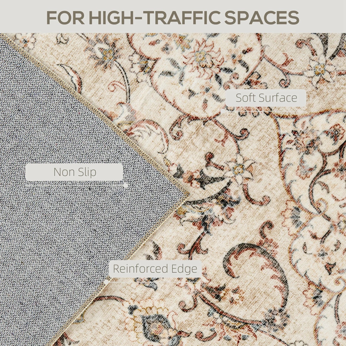 5 x 7-Foot Washable Vintage Medallion Area Rug