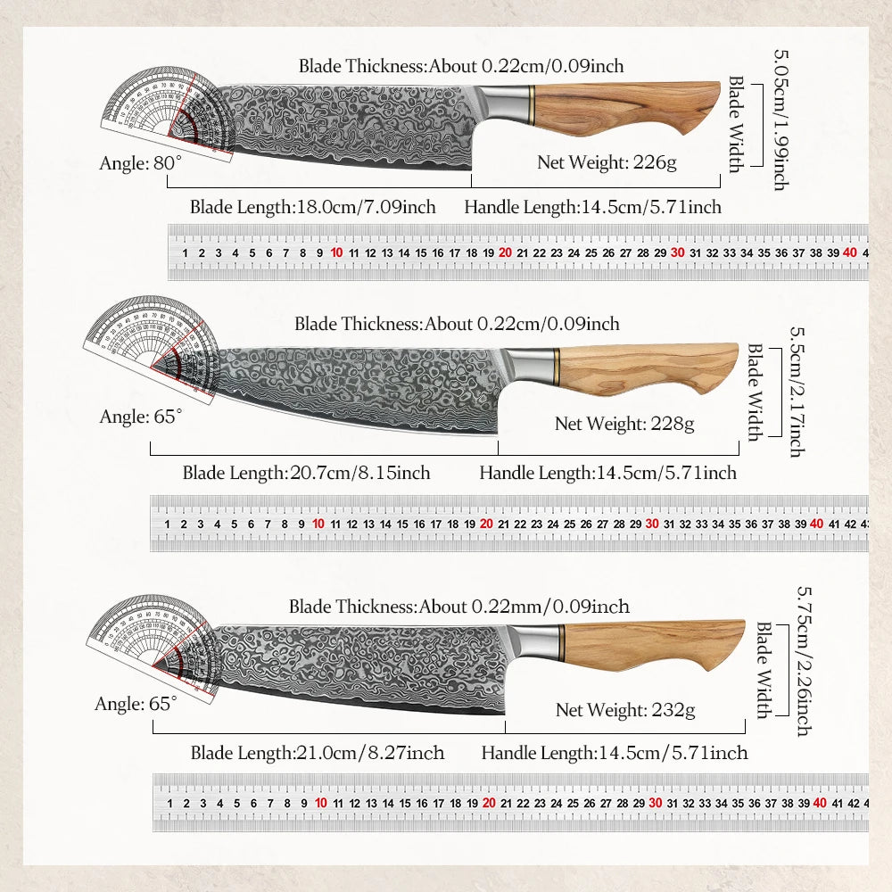 Damascus Steel Kitchen Knife Set