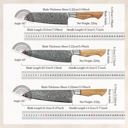 Damascus Steel Kitchen Knife Set