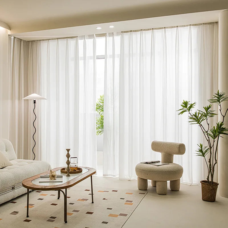 122-Inch White Sheer Curtain