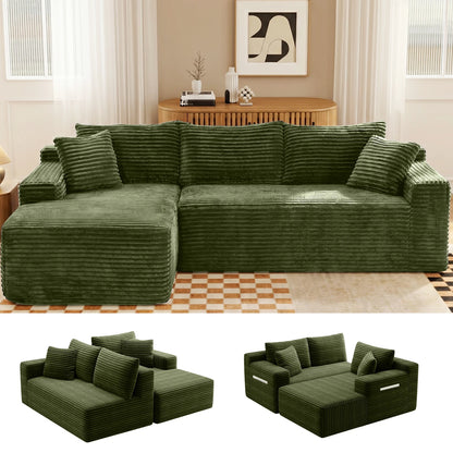 94.5-Inch Modular Corduroy Sectional Sofa