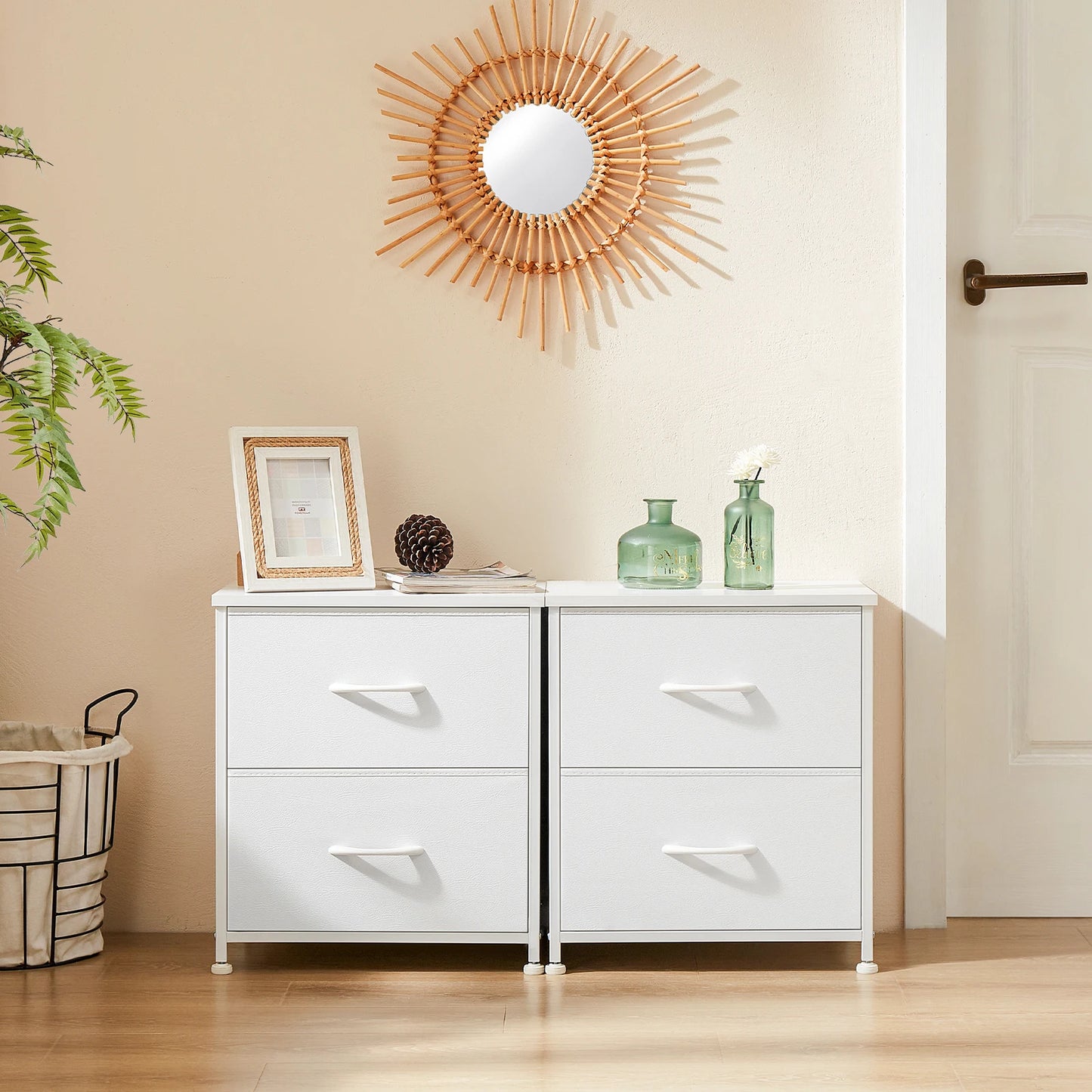 Set of 2 Fabric-Drawer Storage Cabinets