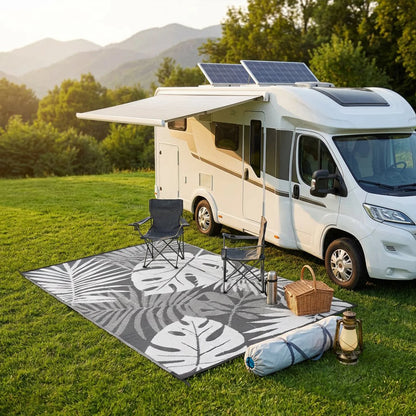 Reversible Waterproof Leaf-Pattern Outdoor Rug