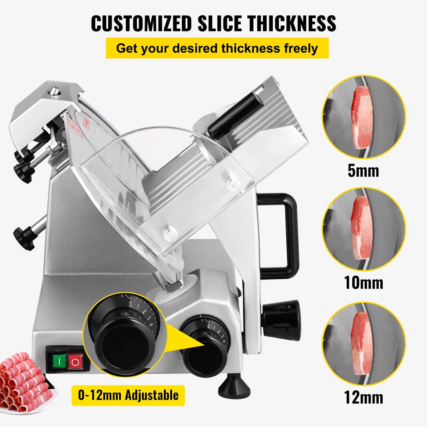 Adjustable 8/10-Inch Electric Meat Slicer