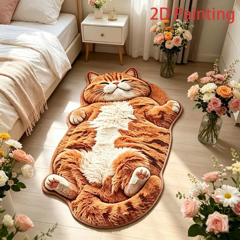 Cat-Shaped Plush Accent Rug