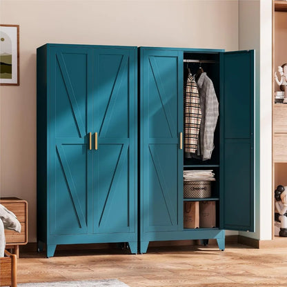71-Inch Freestanding Convertible Metal Wardrobe