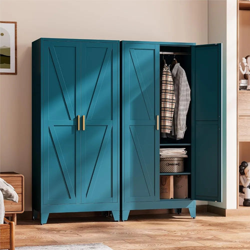 71-Inch Freestanding Convertible Metal Wardrobe
