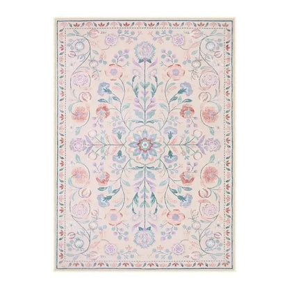 Washable Pink Floral Area Rug