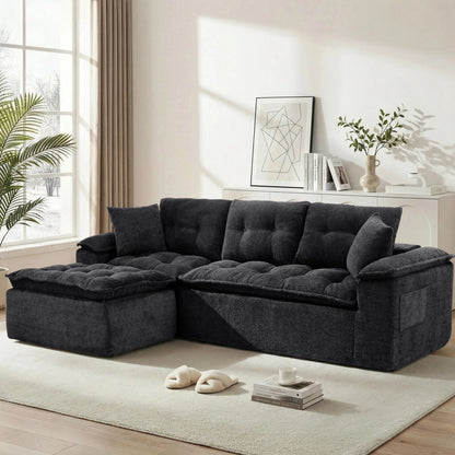 110-Inch Modular Chenille Sectional Sofa with Ottoman