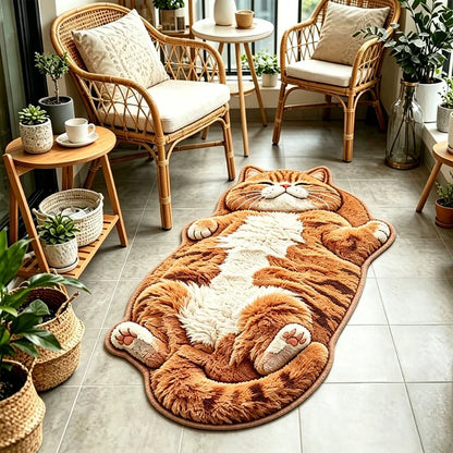 Cat-Shaped Plush Accent Rug