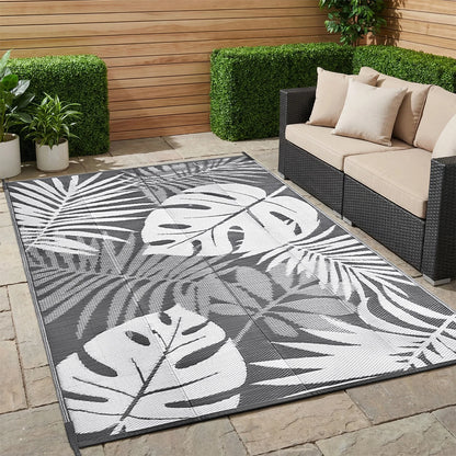 Reversible Waterproof Leaf-Pattern Outdoor Rug