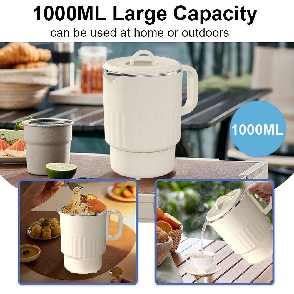 1-Liter Portable Electric Kettle with Steaming Rack