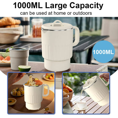1-Liter Portable Electric Kettle with Steaming Rack
