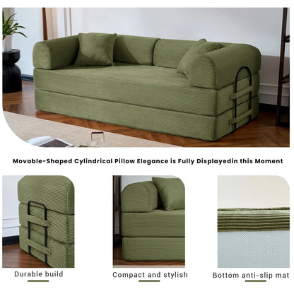 79-Inch Convertible Corduroy Sofa Bed