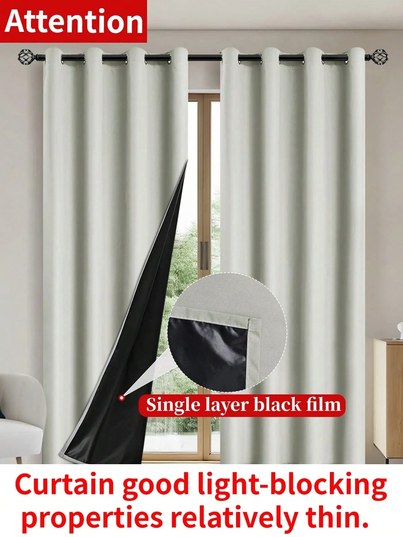 Solid Blackout Grommet Curtain