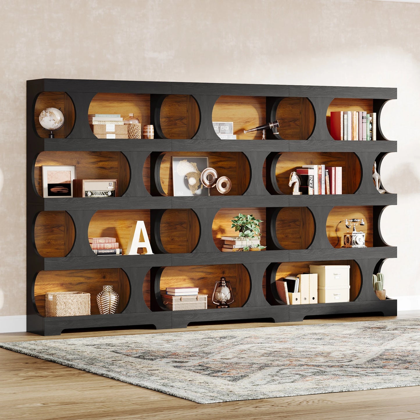 71-Inch 4-Tier S-Shaped Bookcase