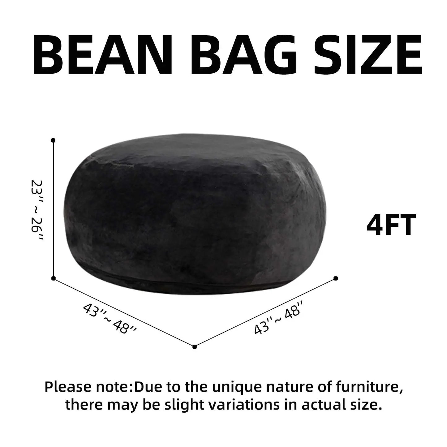 39.4 x 39.4 x 23.6-Inch Memory Foam Beanbag Chair