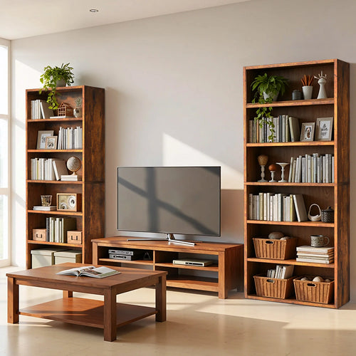 63-Inch 6-Shelf Wooden Bookcase