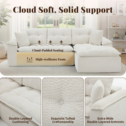 110-Inch Modular Chenille Sectional Sofa with Ottoman