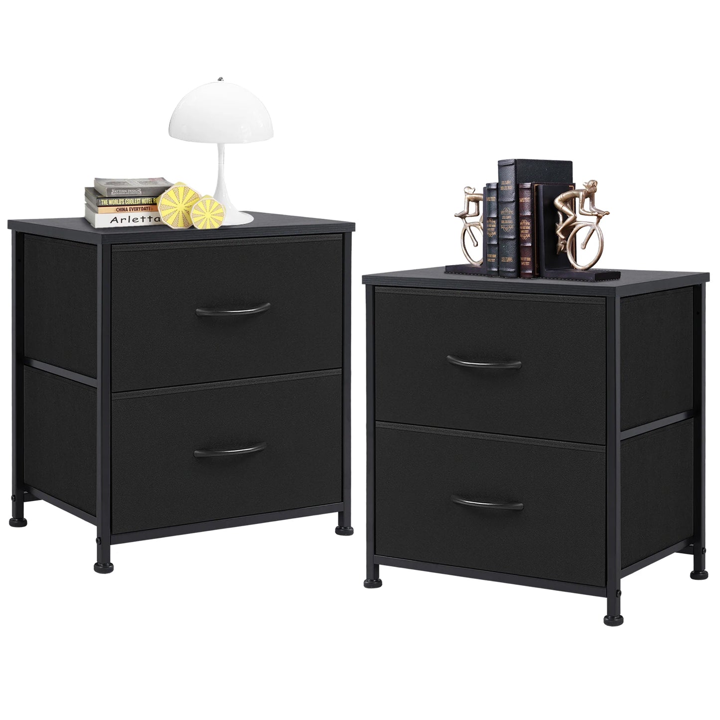 Set of 2 Fabric-Drawer Storage Cabinets