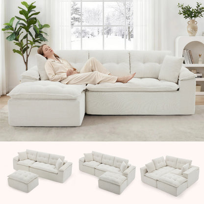 110-Inch Modular Chenille Sectional Sofa with Ottoman