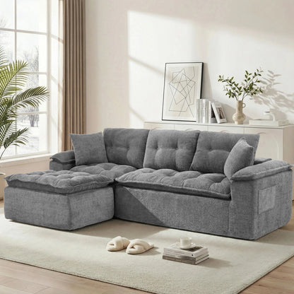 110-Inch Modular Chenille Sectional Sofa with Ottoman
