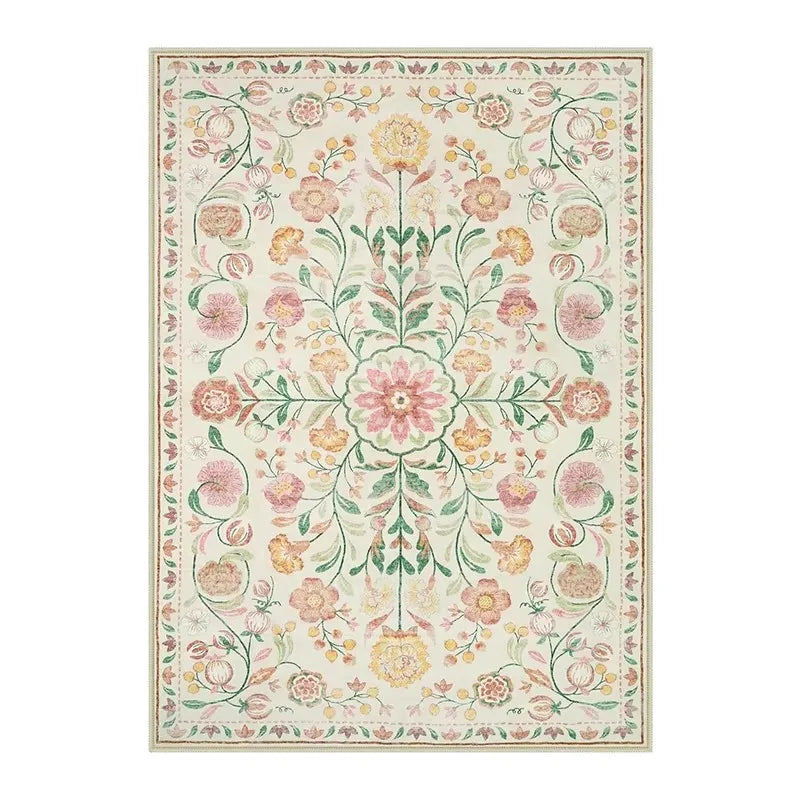 Washable Pink Floral Area Rug