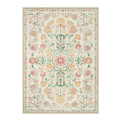 Washable Pink Floral Area Rug
