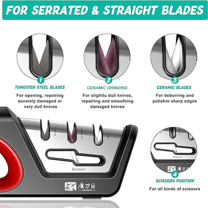 Four-Stage Knife and Scissor Sharpener