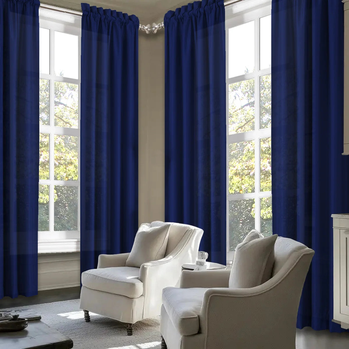 Set of 4 Light-Filtering Rod-Pocket Curtains
