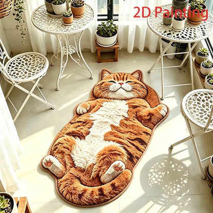 Cat-Shaped Plush Accent Rug