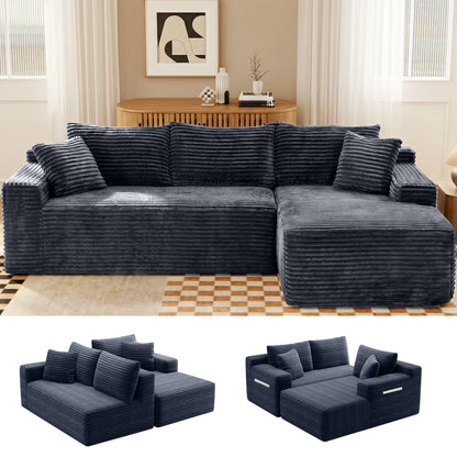 94.5-Inch Modular Corduroy Sectional Sofa