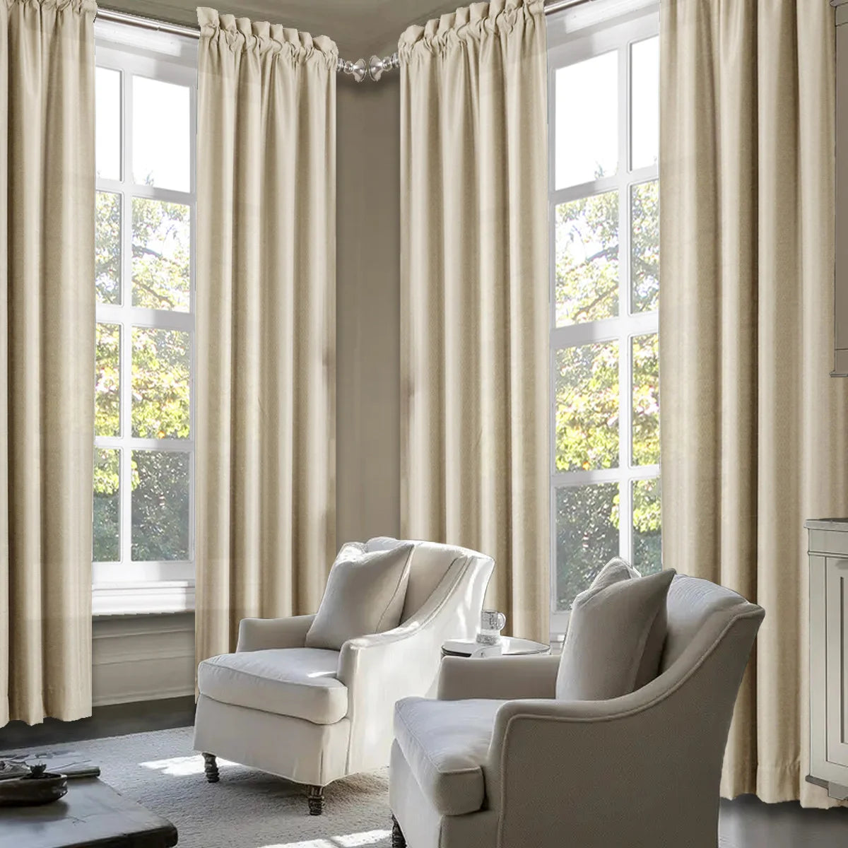 Set of 4 Light-Filtering Rod-Pocket Curtains