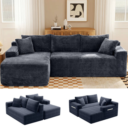 94.5-Inch Modular Corduroy Sectional Sofa