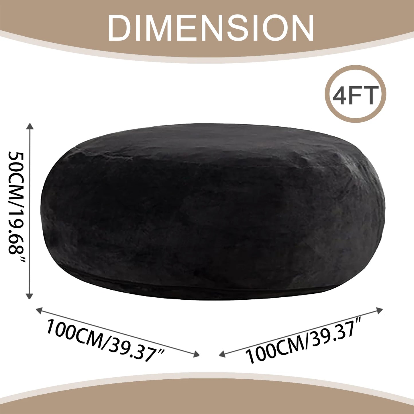 39.4 x 39.4 x 23.6-Inch Memory Foam Beanbag Chair