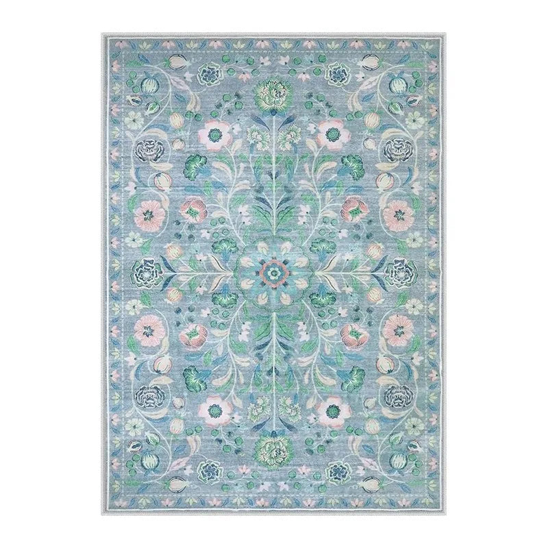 Washable Pink Floral Area Rug